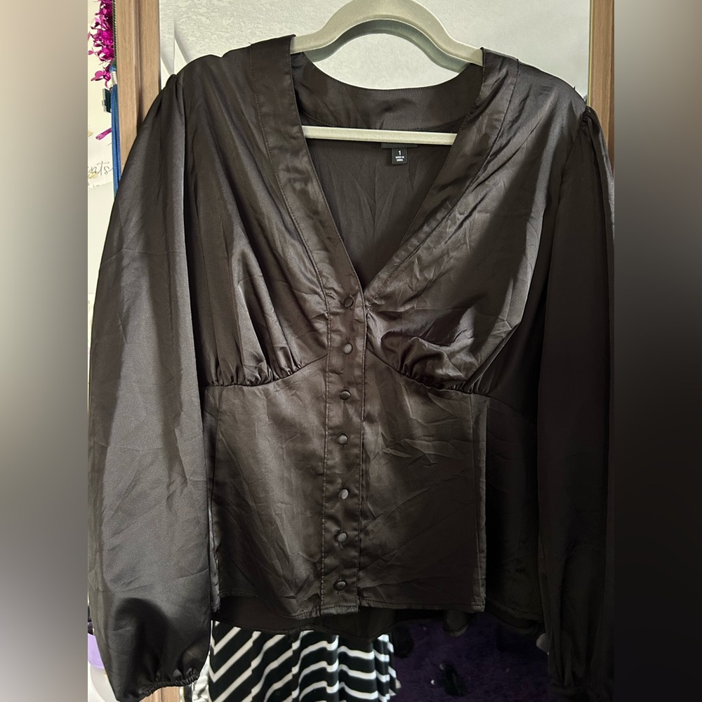 TORRID Black Satin Blouse